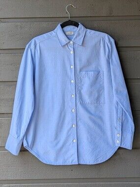 AYR The Deep End Shirt Blue Size XS Minimalist Preppy Coastal Oxford Blue